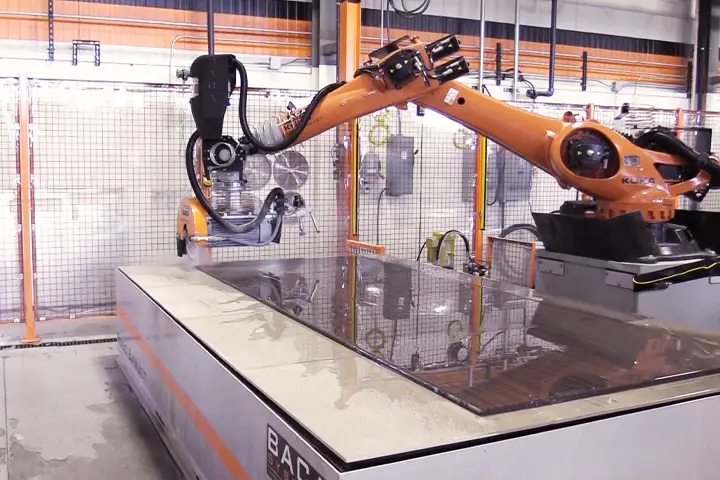 Robo SawJet cutting porcelain countertops